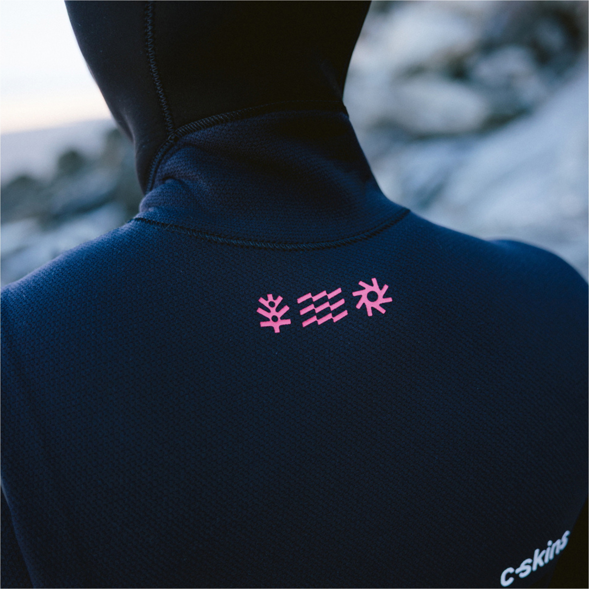 2026 C-Skins Womens Nuwave Rewired 6/5mm Hooded Chest Zip Wetsuit CRW65WH - Black / Black / Rose